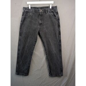 Rustler Mens Classic‎ Fit Straight Leg Black Stonewash Jeans 38x29
